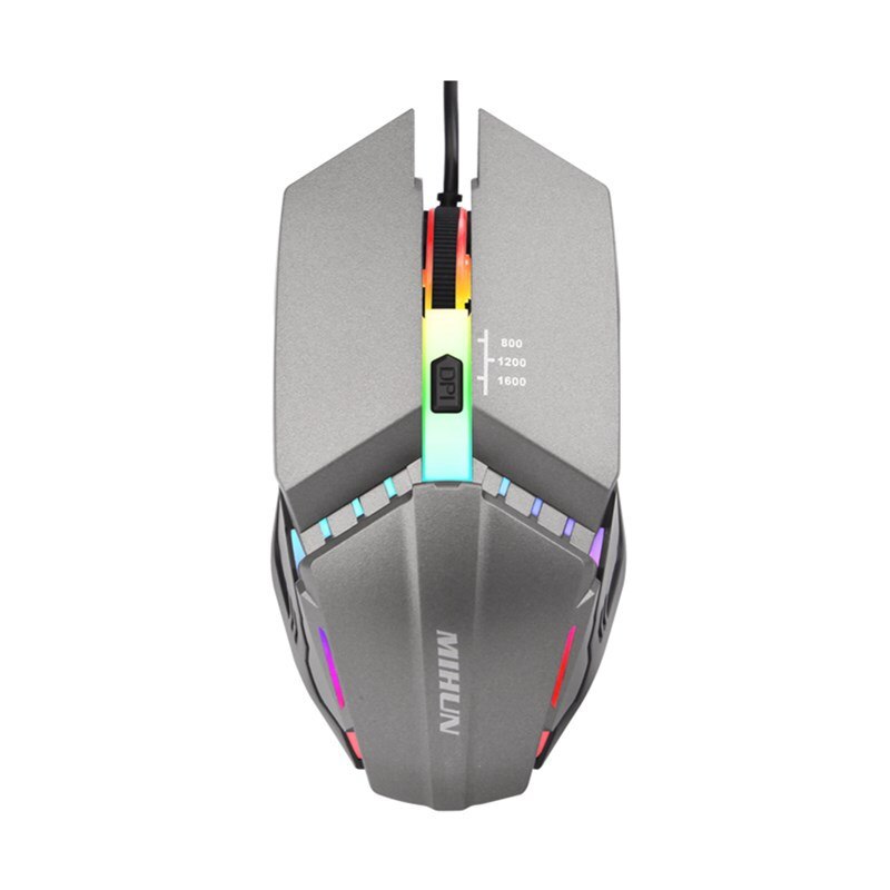 Ergonomic Wired Gaming Mouse LED 1600 DPI USB Computer Mouse Gamer RGB Mice Computer Laptop Desktop Gaming Mouse: gray