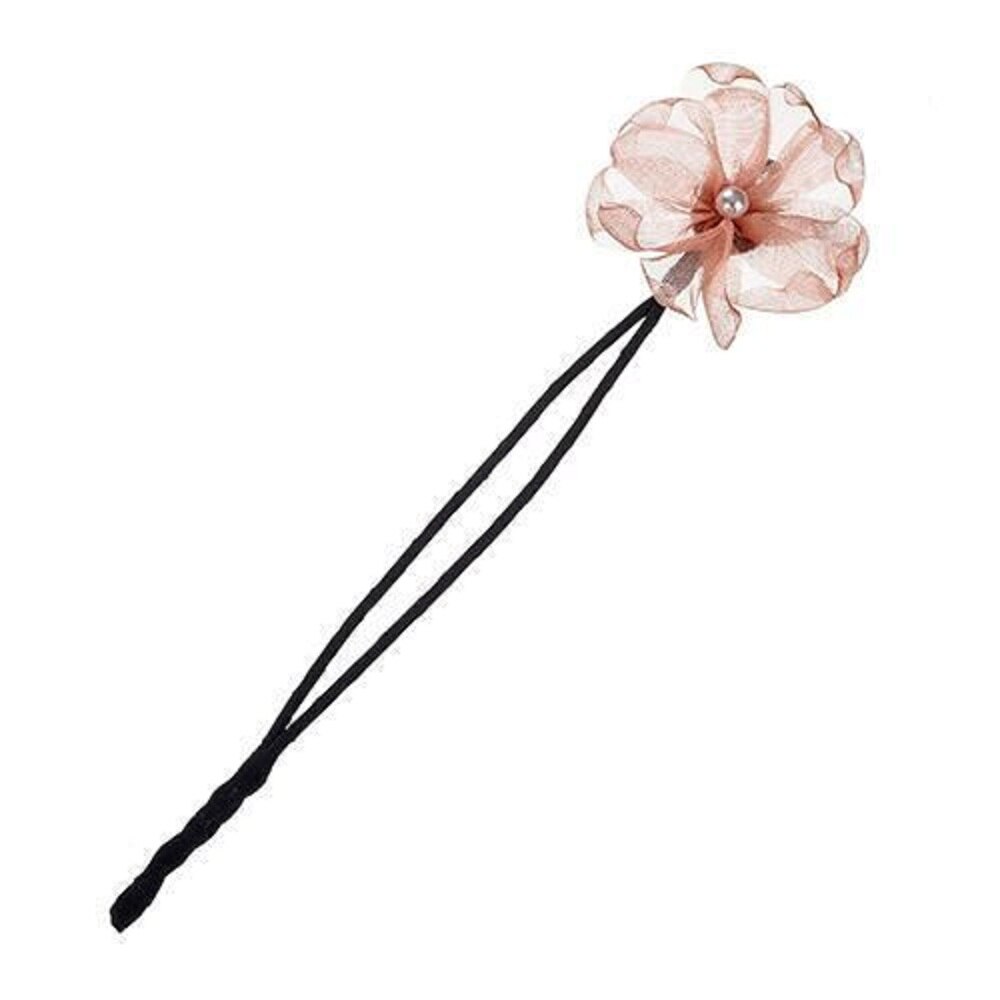 Flower Hair Accessories Magic Bun Maker Girl Donut Quick Messy Women Pearl Hair Bands French DIY Hairstyle Headband Braider: Champagne