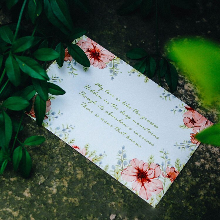 30 stk/æske smuk blomst engelsk kærlighedsbrev kort postkort diy lykønskningskort notekort kontor- og skolepapir