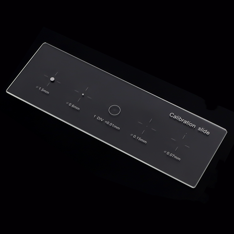 Microscope Micrometer Calibration Glass Slide Cross Dot 0.01 mm with 4 Reticle Calibration Dots Microscope Stage Micrometer