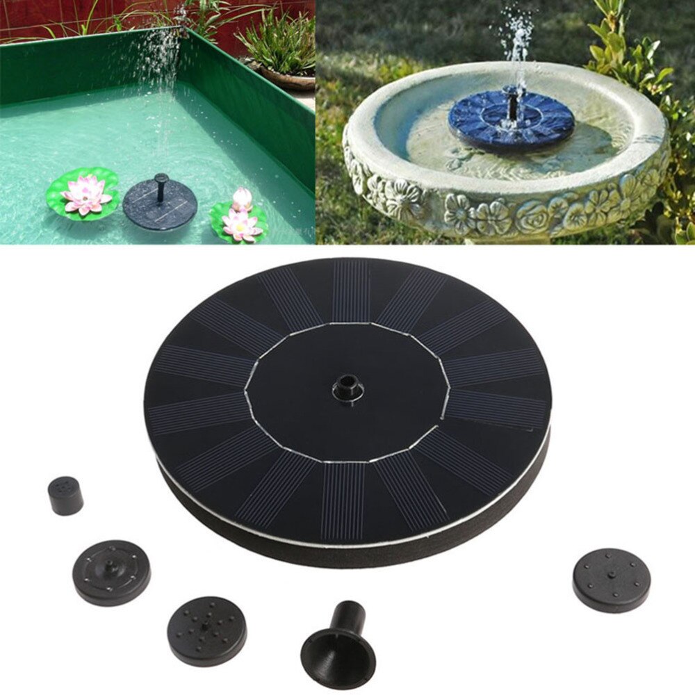 2.4W Solar Floating Fountain Solar Powered Fountain Pond Decoration Use Floating Fountain(Black)
