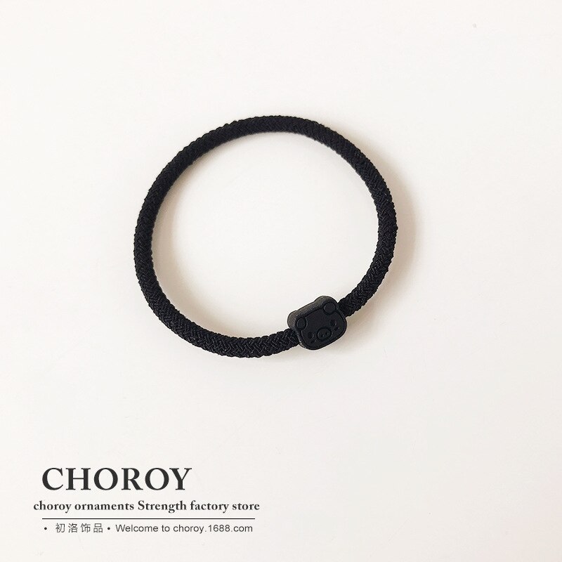 meng xin Cartoon Piggy  Simple Headband Women Children Adult for Tying Hair Hairband Hair Band Alloy Pig Ultra-stretch Hair Band: Black