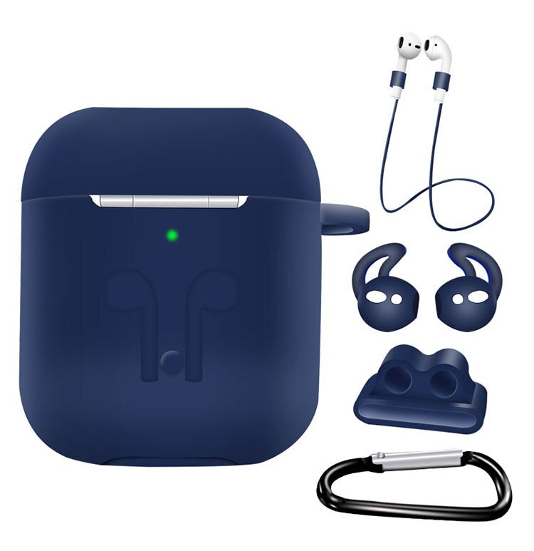 Funda de silicona 5 en 1 para Airpods 1 para Air Pods 2 auriculares a prueba de golpes funda impermeable para accesorios de Iphone: Azul