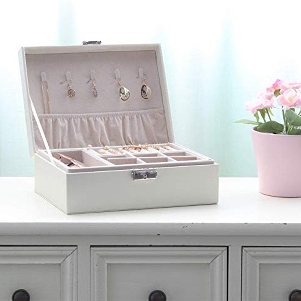 Prachtige Sieraden Doos Vrouwen Lederen Verpakking Ketting Ringen Oorbellen Armband Organizer Display Geschenkdozen Case