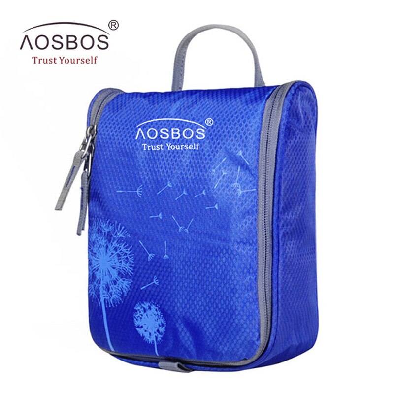 Aosbos bolsa de cosméticos impermeável, bolsa grande de nylon para homens e mulheres, organizador para viagem, kit de higiene pessoal: blue1