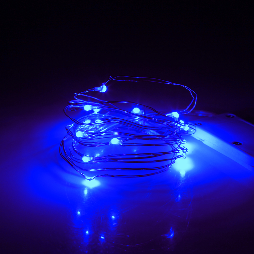 Kupferlichter, 1 m, 2 m, 3 m, Mini-Lichterkette CR2032, batteriebetrieben, Lichterkette für Schlafzimmer, Weihnachten, Party, Hochzeit, Dekoration: Blau / 6-10W