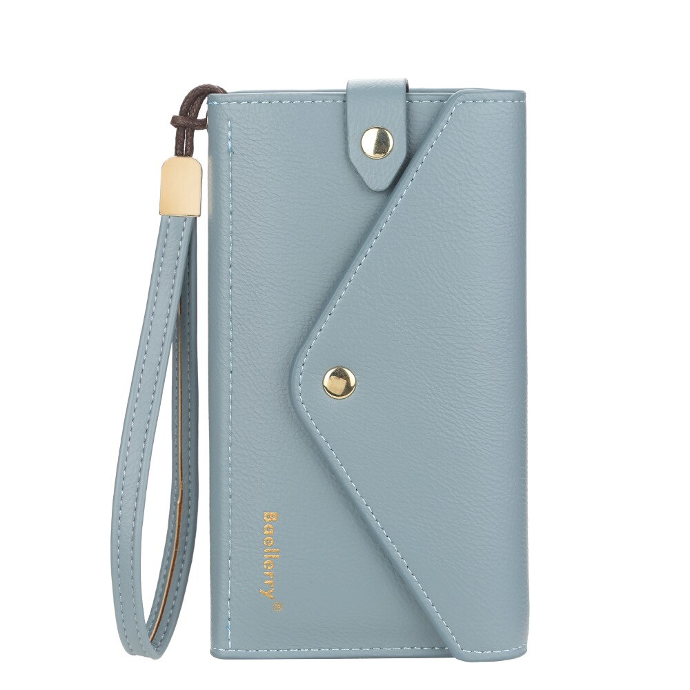 Baellerry Vrouwen Portemonnee Rode Lange Portemonnee Met Hasp Meisje Grote Capaciteit Portemonnees En Tassen Dames Clutch Portemonnee Met hand Strap: Blauw