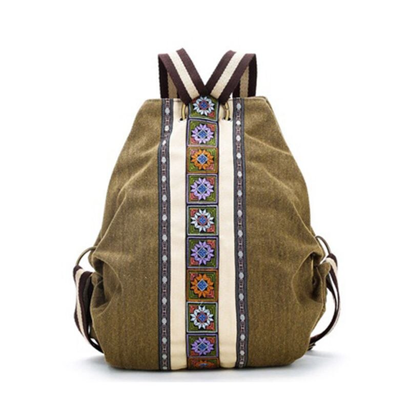 Tribal Etnische Canvas Womens Rugzak Pouch Hippie Schoudertas Meisjes Boho Rugzak: Default Title