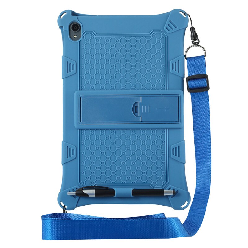 Kinderen Veilig Shockproof Silicone Case Voor Lenovo J706F 11.5Inch Tablet Met Afneembare Kickstand En Schouderband Voor Lenovo Pad: Dblue With rope