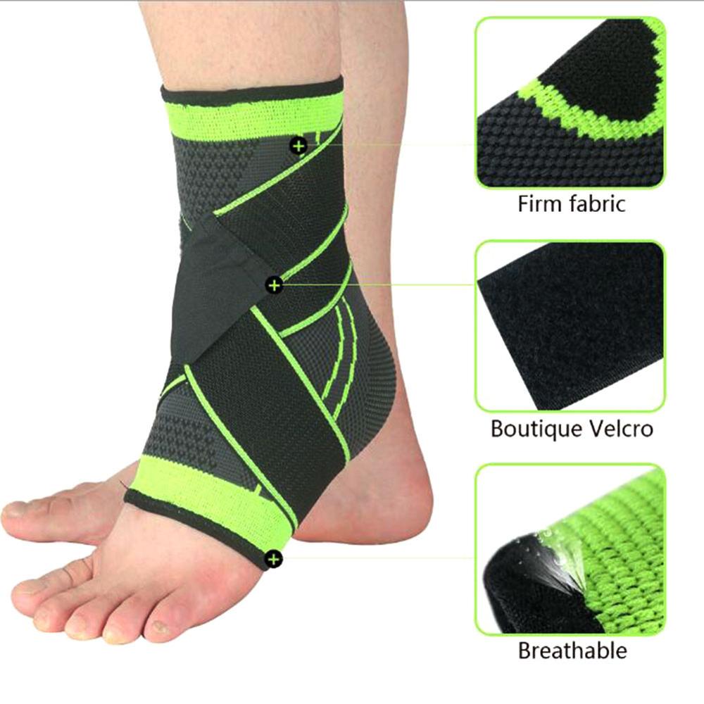 1PC 3D Pressurized Ankle Support Basketball Volleyball Sports Gym Badminton Ankle Brace Protector with Strap Belt Elastic