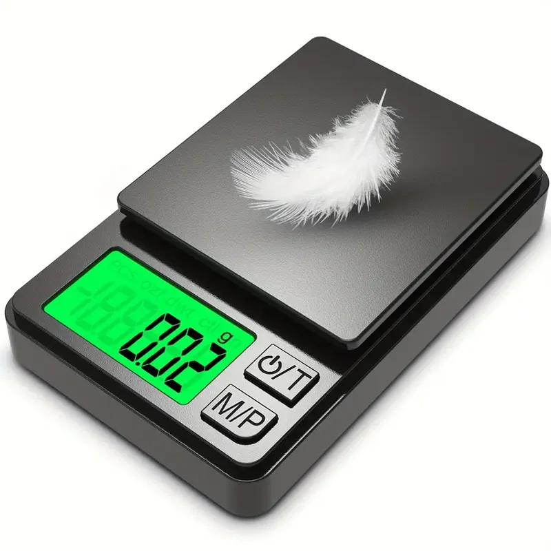 1 Stück Präzisions-Elektronikwaage, 1000 g x 0,1 g – digitale Gramm-Lebensmittel-Schmuck-Unzen-/Getreidewaage mit hintergrundbeleuchtetem LCD – Miniwaage