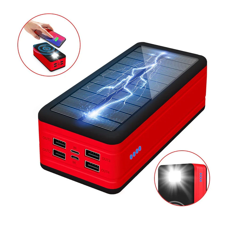 Solar Power Bank 10000mAh Solar Charging Mobile Phone Wireless Charging Large Capacity Battery External Battery Fast Charging