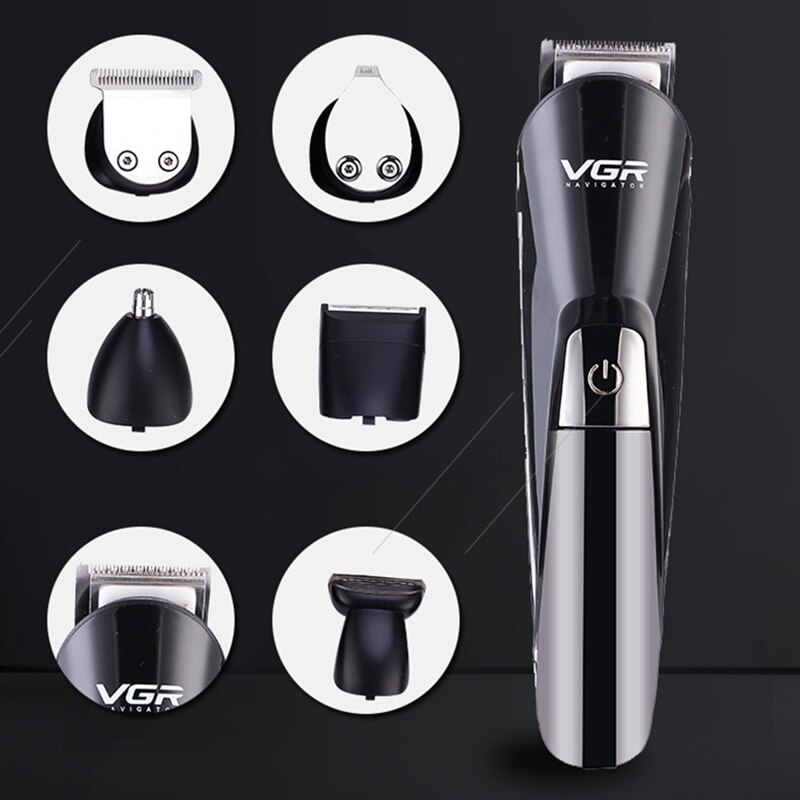 Vgr V-012 Professionele 6 In 1 Multifunctionele Tondeuse Trimmer Elektrische Baard Trimmer Borstel Oplaadbare Tondeuse Cut