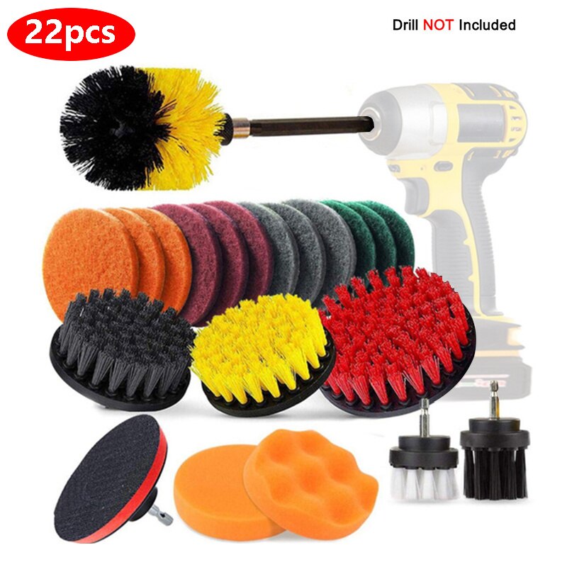 4PCS-31PCS Kitchen Cleaning Brush Kits Power Scrub Pads Scrubber Multipurpose Cleaner Scrubbing Cordless Electric Drill Brushes: 22pcs