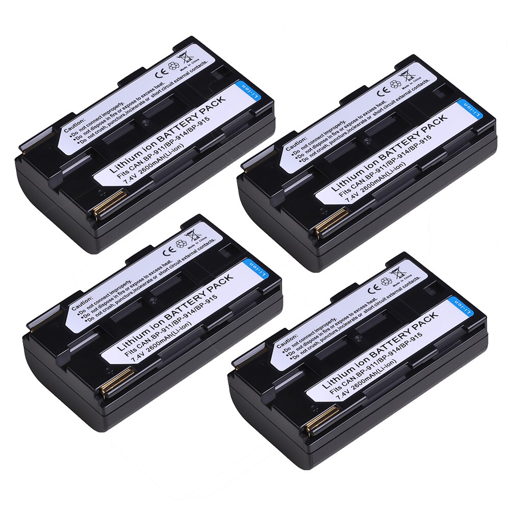 3pcs 2600mAh BP-911 BP-911K BP-914 BP-915 BP-941 927 924 Camera Li-ion Battery for Canon E1 E2 E30 ES50 ES6500V ES7000V ES8000V.: 4 Batteries