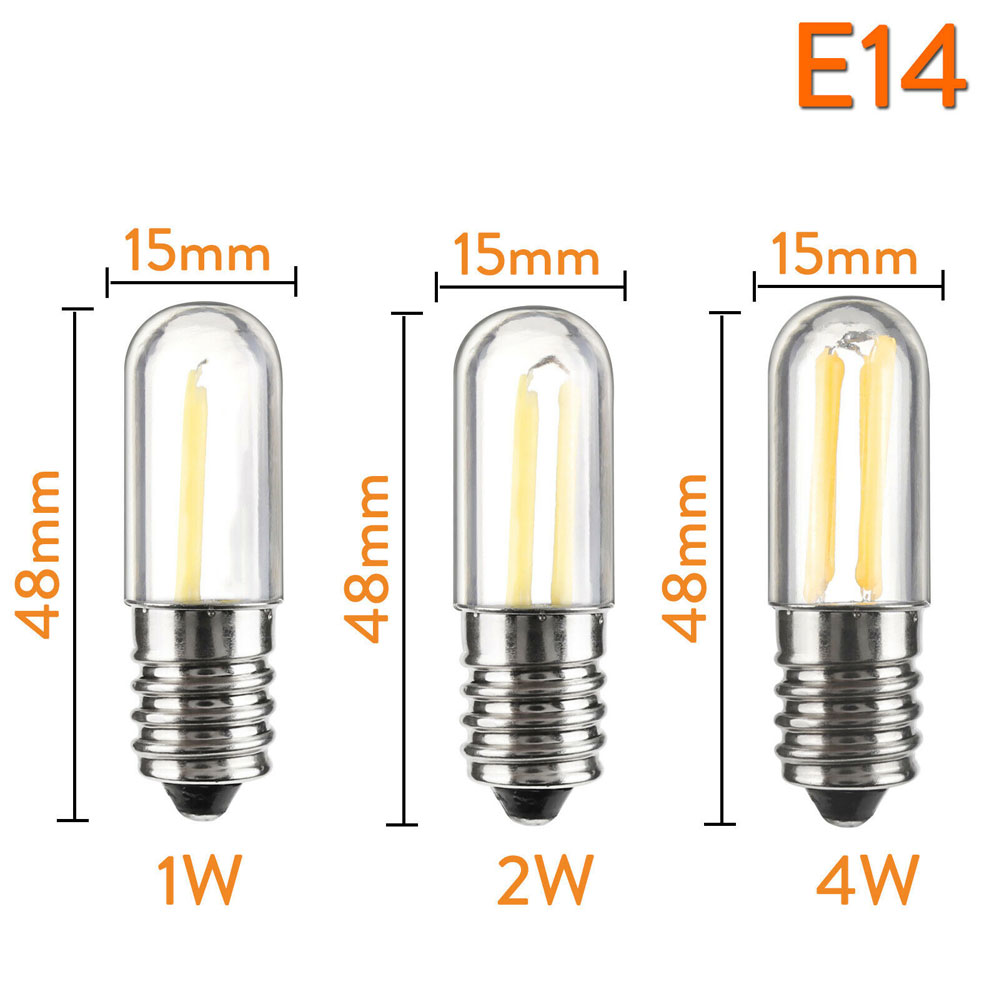 mini  e14 e12 ledet kjøleskap/fryser glødelampe kolbe dimbare pærer 1w 2w 4w lampe kald/varm hvit 110v 220v