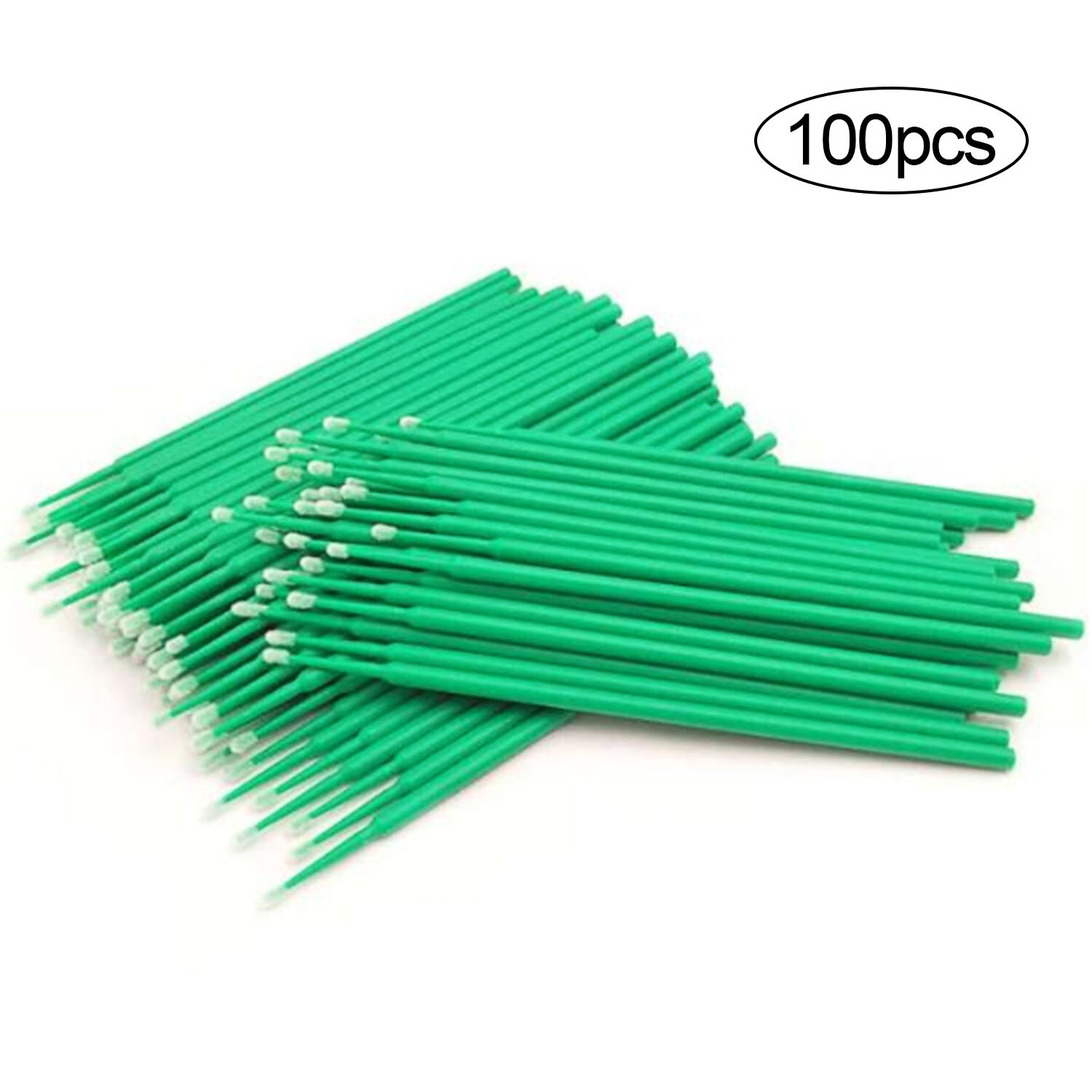 100 Stuks Wegwerp Wimper Micro Borstels Cleaning Wattenstaafjes Microbrush Applicator Wands Voor Wimper Extension Verwijderen Gereedschap: Dark Green