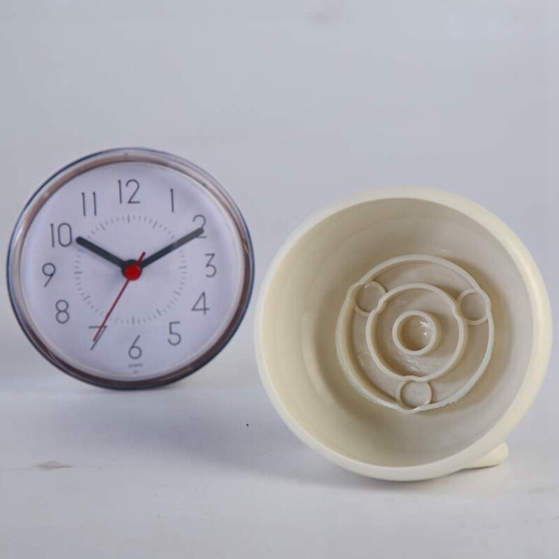 Bathroom Wall Clock,Waterproof Suction Cup Silent Non Ticking Clocks With Stand For Desk Bedroom Home Office School(4 Inch,White