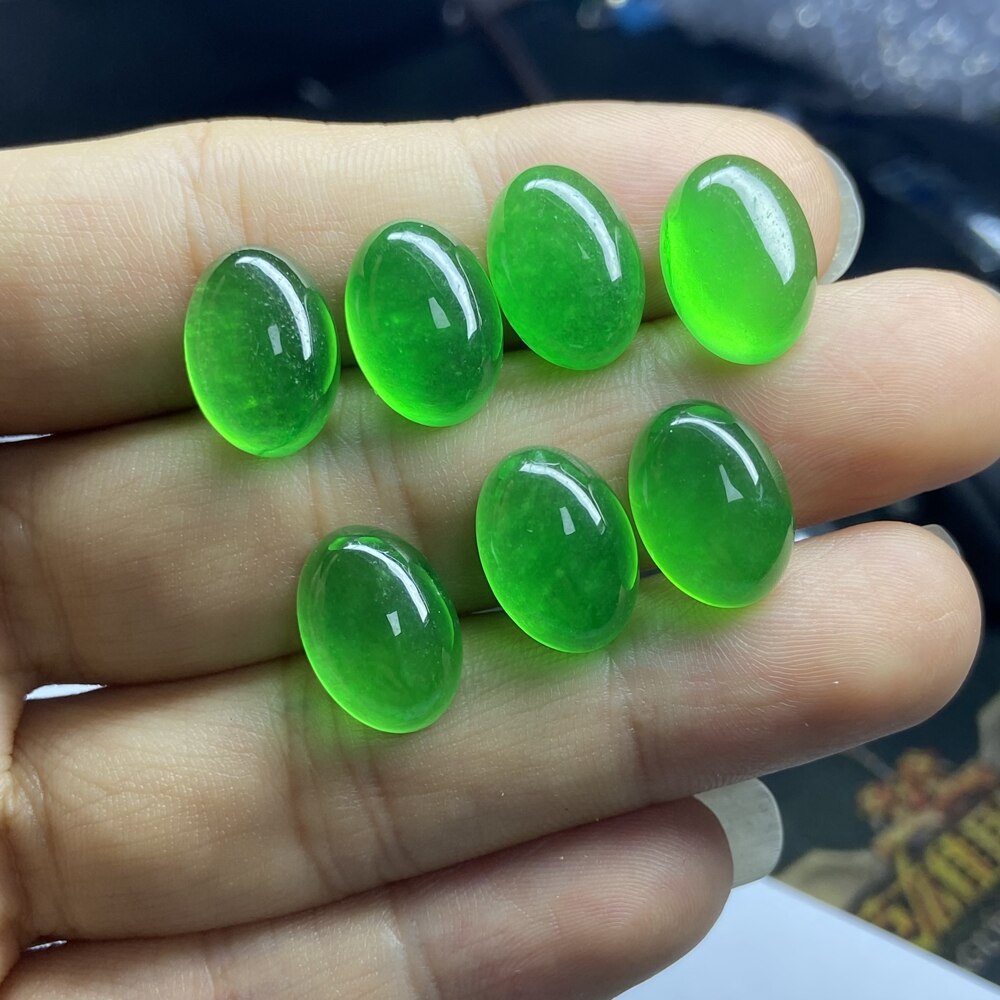 Meisidian Neue Farbe 5A Oval 10x14mm Cabochon Natürliche GrüNe Birma Jadeit Jade Stein Für Ring, Der