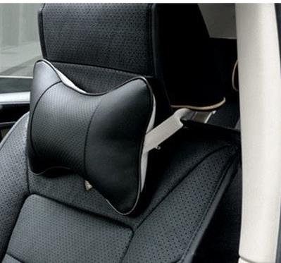 Universal Car Leather Safety Pillow Auto Headrest Breathe Hole-Digging Car Seat Head Neck Rest Cushion Headrest Pad: Black