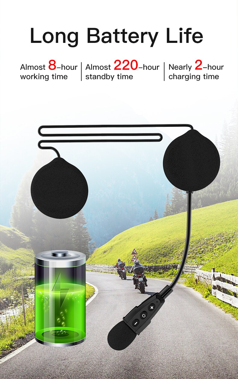 EJEAS-auriculares E1 + para casco de motocicleta, cascos con Bluetooth 5,1, 360mAh, 19 horas de comunicación inalámbrica para esquiar, sin intercomunicador, para 2 conductores