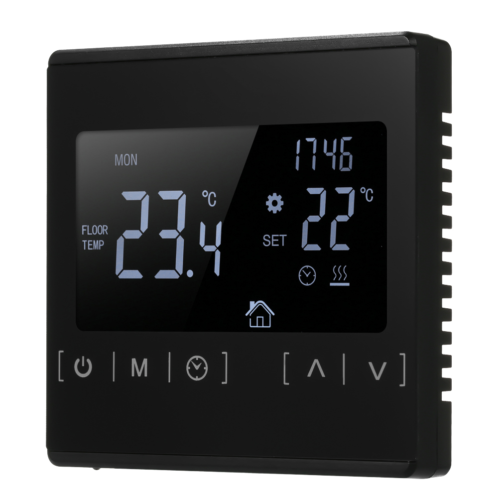 Touch Screen Temperature Controller Thermoregulator Electric Room Thermostat loor Heating System Water Heating Thermoregulator: BLACK