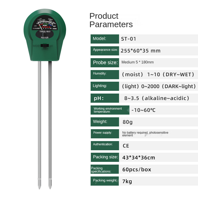 Three-In-One Soil Tester, Soil Ph Meter, Soil Moisture Tester, Soil Tester