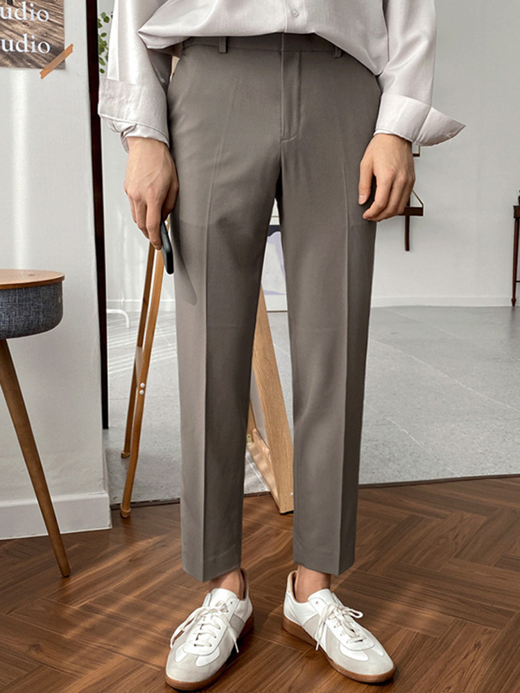 IEFB-pantalones de traje de pierna ancha para hombre, pantalón largo recto con cremallera, estilo coreano, holgado, tendencia de primavera, informal, versátil, 9A1850: Coffee / M