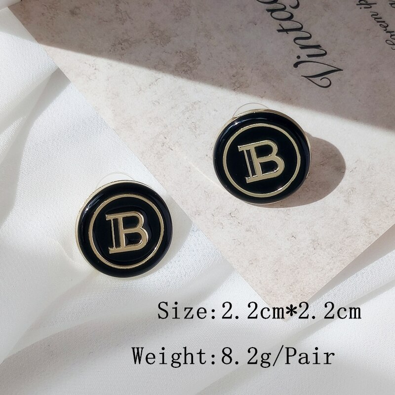 HANGZHI Neue Runde Geometrische knapp B Bunte Tropfen Öl Emaille Metall Kupfer Zucht Ohrringe Frauen INES retro Süße Ohrringe Schmuck: B