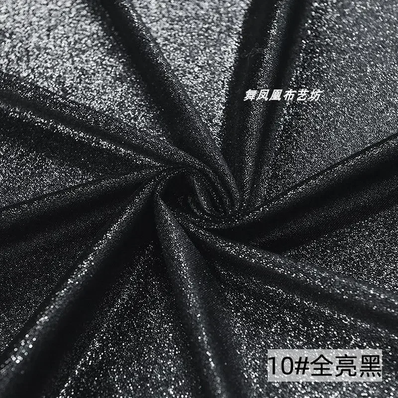 4 Sides Stretch Shiny Velour Fabric By The Meter for Dress Clothes Decoration Sewing Sequins Velvet Cloth Soft Smooth Blue Black: Brown