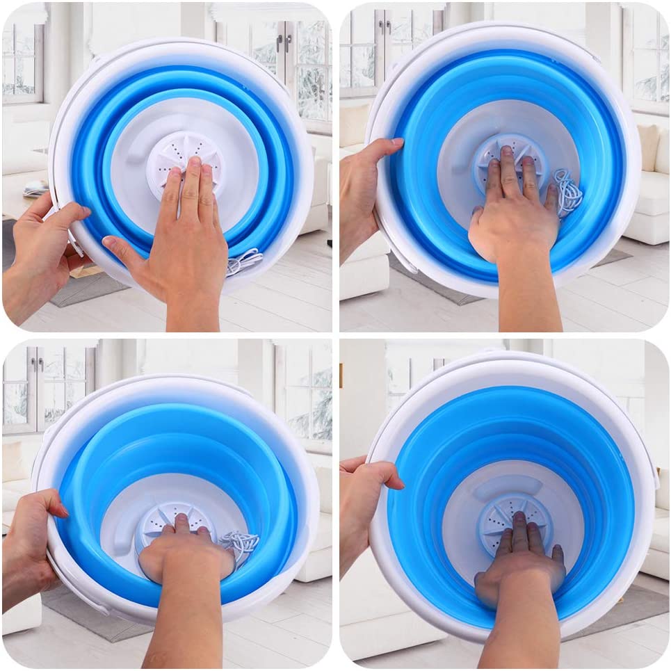 Mini Turbo Washing Machine With Foldable Tub Portable Personal Rotating Ultrasonic Turbines Washer USB Convenient Laundry Washer