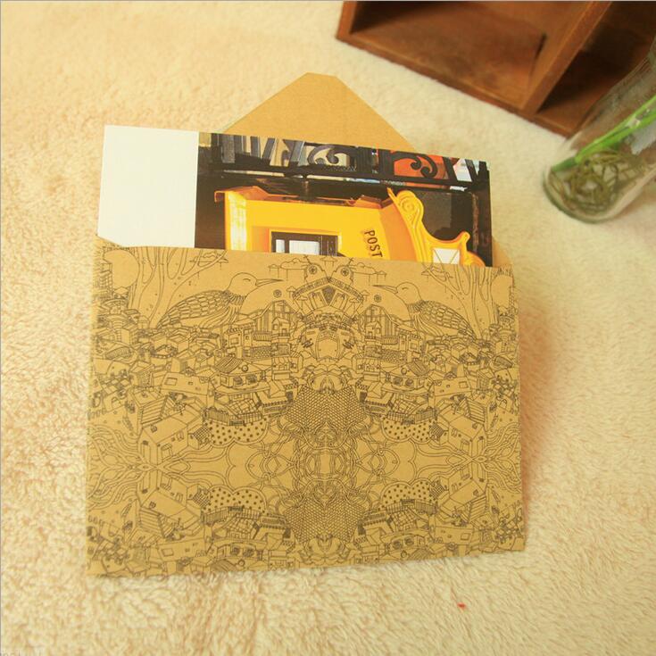 10pcs/lot Vintage print pattern kraft paper DIY envelope set Fancy envelopes Kawaii stationary