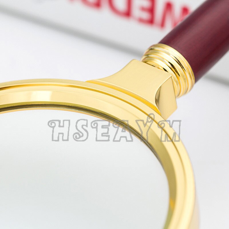 7X Presbyopia Magnifier Wooden Handle 70mm Jewelry Reading Loupe Handheld Optical Glass with Magnifying Glass Megaloscope