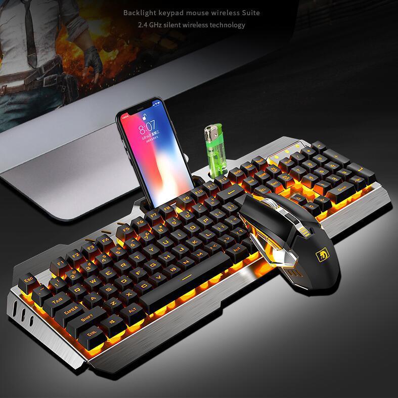 Drahtlose Mechanische Tastatur und Maus Spiel Set Wiederaufladbare mit Hintergrundbeleuchtung für Gaming: color 1