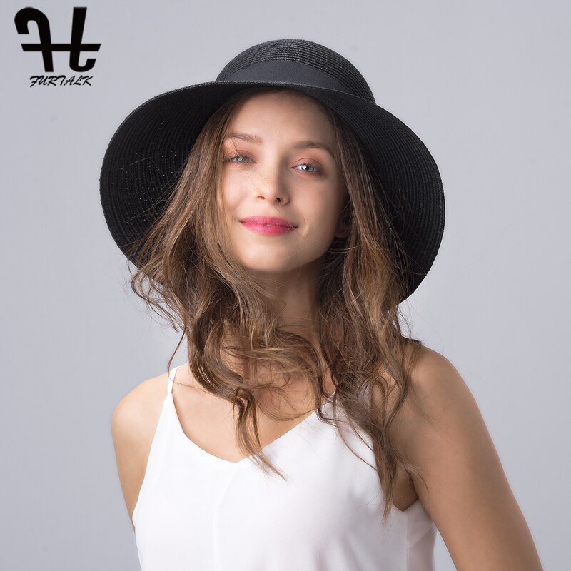 FURTALK Sun Hat for Women Summer Panama Hat Female UV Protection Floppy Beach Straw Hat Ladies Wide Brim Travel Sun Bucket Cap