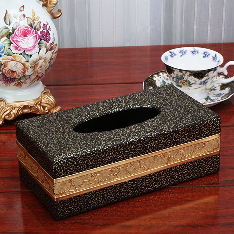 Leather Drawer Box European Style Household Tissue Box Towel Napkin Tissue Box Office Home Hotel Decorative Tissue Boxes
