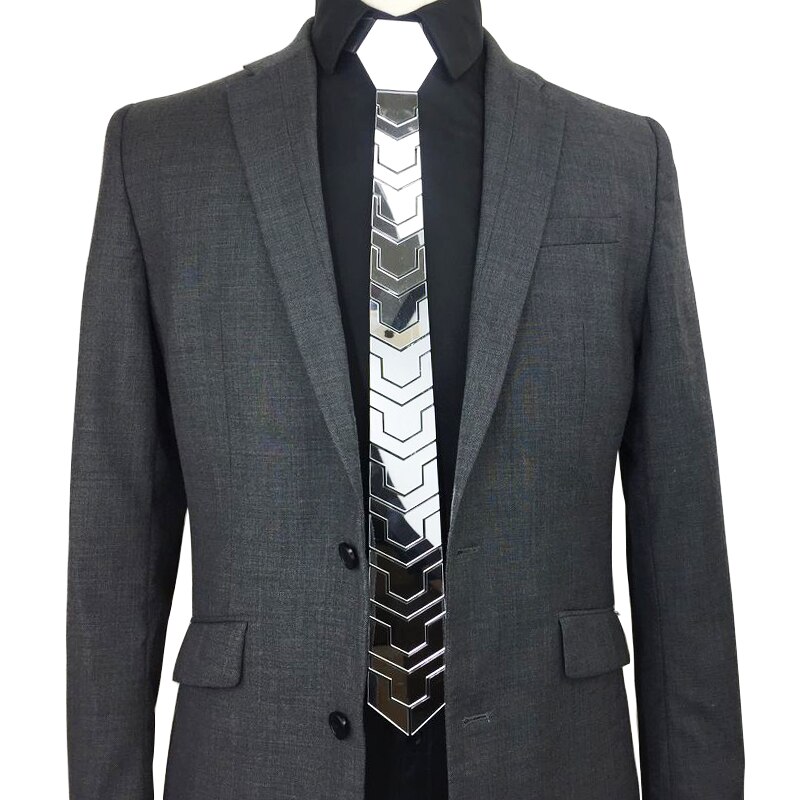 15 Styles Silver Hexagon Ties Stylish Men Skinny Neckties 6cm Luxury Men Box Formal Dress Wedding Accessory Unique: Silver Mask