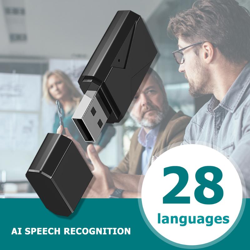 28 Languages Smart USB Voice Translator AI Speech Recognition Translator Portable Mini Translation Tool for Meeting Conference