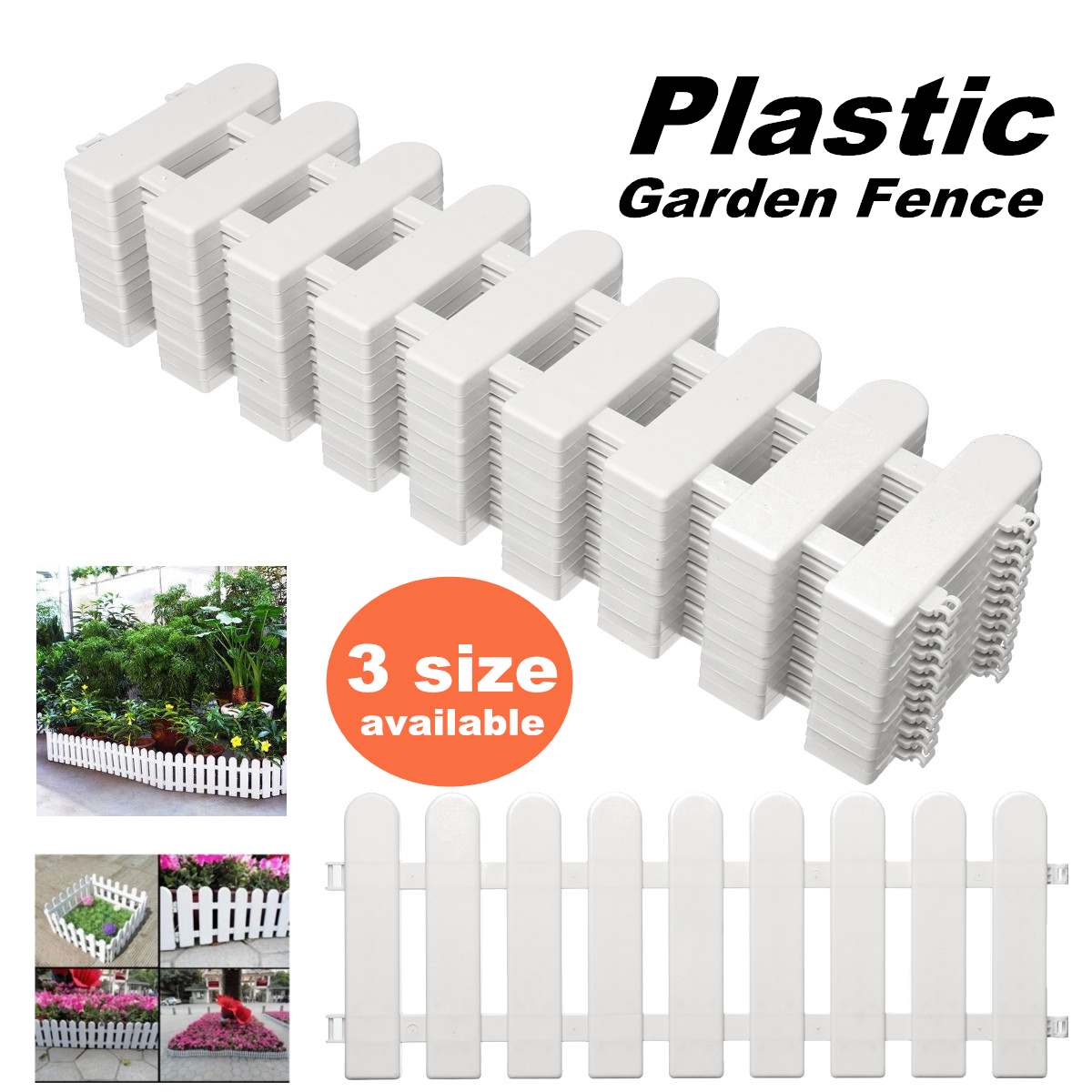 12PCS DIY Easy Assemble Garden Lawn Grass Edging Fence Picket Border Panel Plastic Wall Fencing Board Garden Yard Decoration