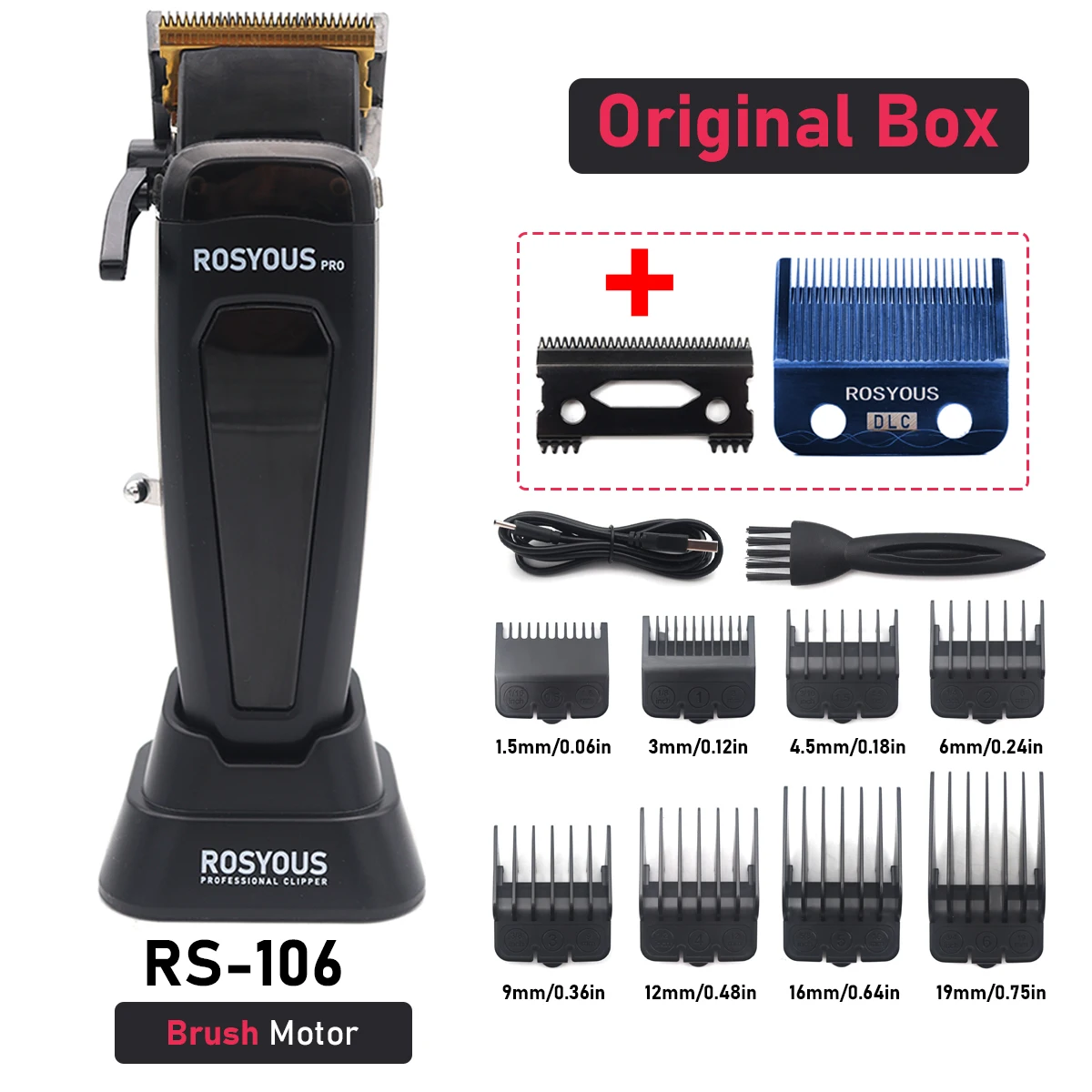 Professioneller elektrischer Haarschneider 106 Haarschneider für Männer, 7500 U/min, mit Basis, 5-stellbare DLC-Blade-Friseurmaschine: green