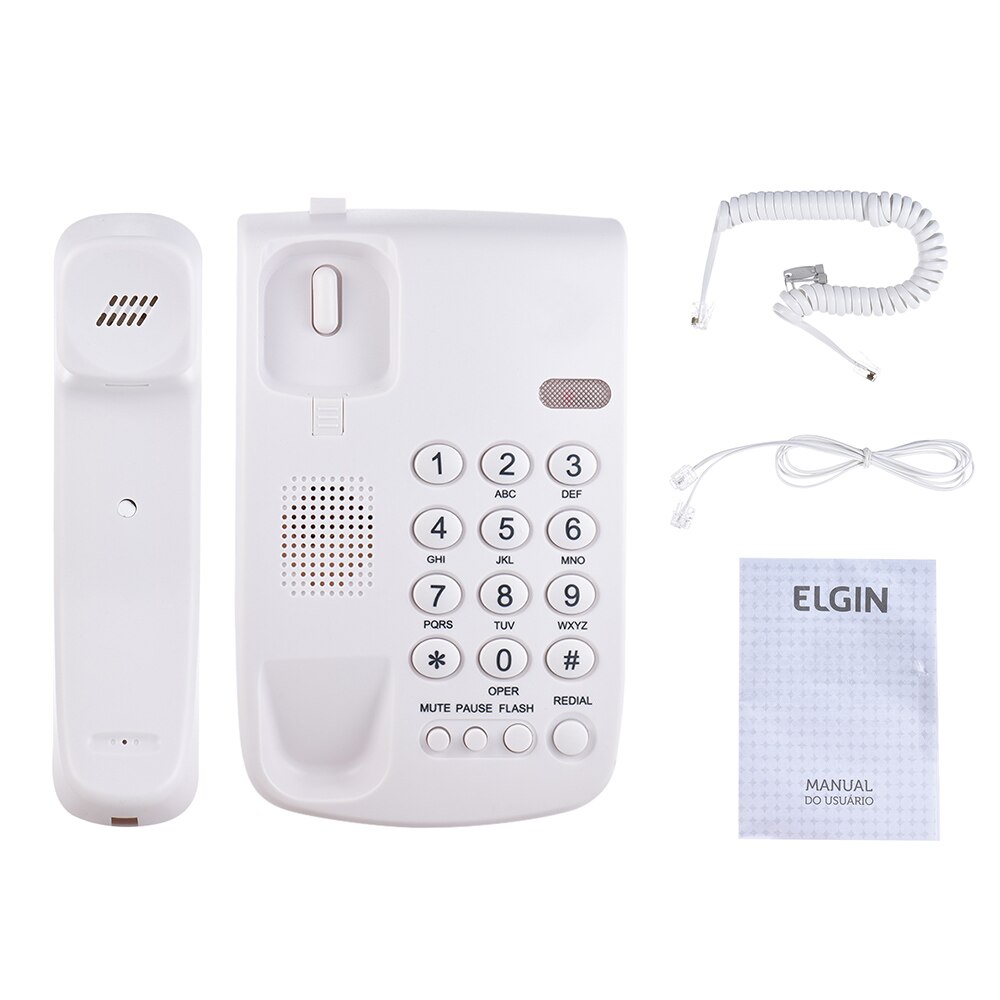 Portable Corded Telephone Phone Pause/ Redial/ Flash/ Mute Mechanical Lock Wall Mountable Base Handset for House Home Office