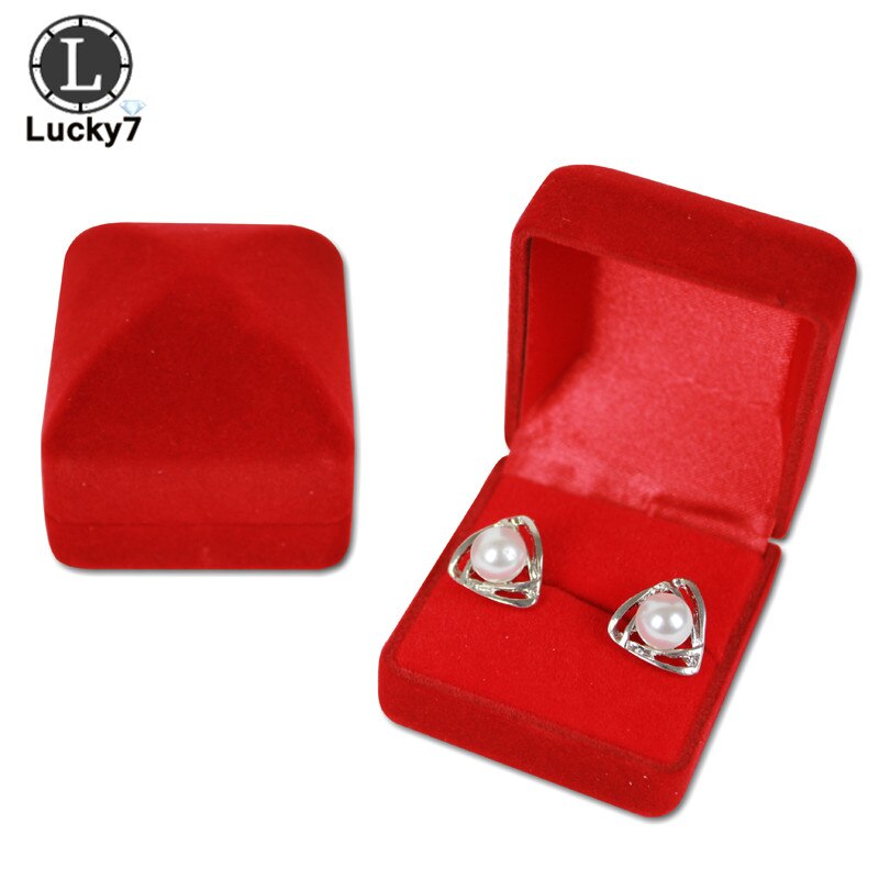 Fluwelen Ring Box 9 Kleur Ruit Case Engagement Bruiloft Sieraden Dozen Houder Voor Lover: Red