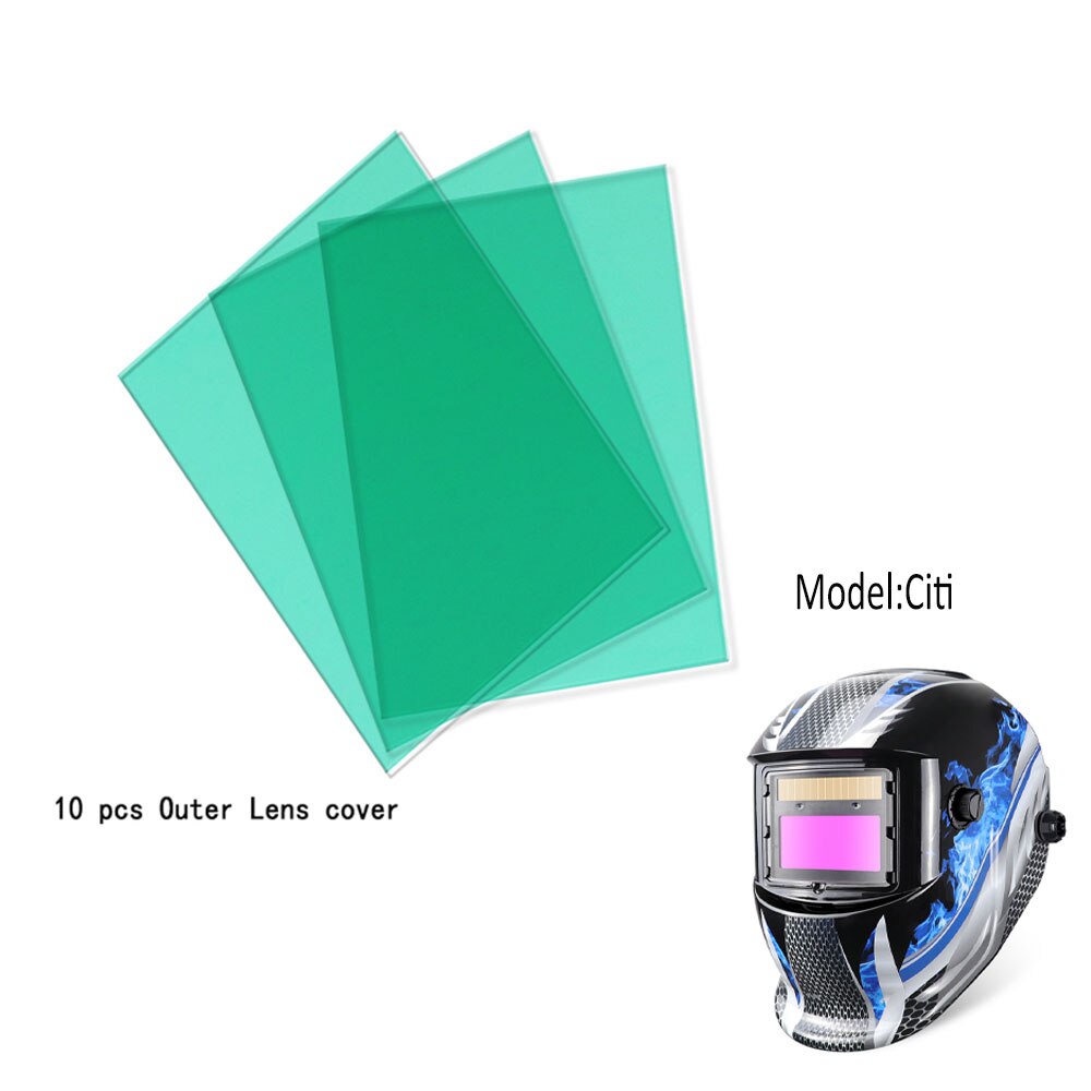 10pcs/Lot Outside Protective Lens Cover Transparent Welding Helmet Plastic Plate Lens for Darkening Welding Mask Helmets: Citi inside Film
