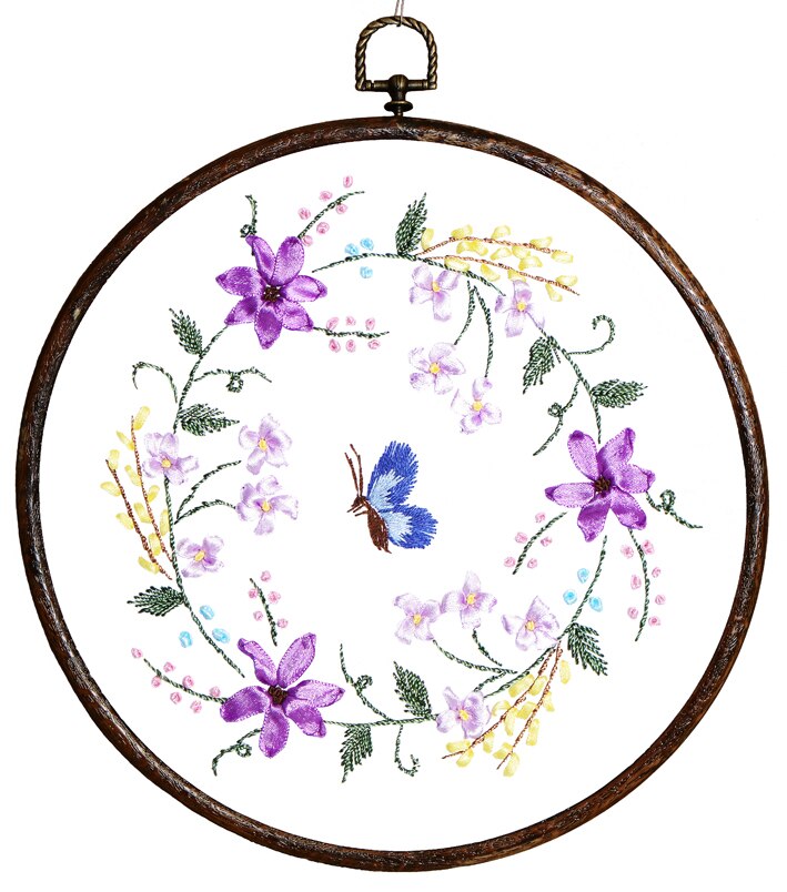 30 x 30cm blomster båndbroderisæt pletmalesæt håndværkssæt diy håndlavet håndarbejde kunst boligindretning: Blomster 4