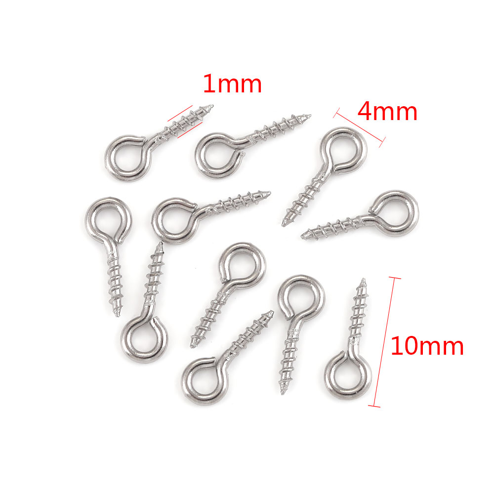 50 stuks kleine kleine mini schroef oogpinnen voor sieraden maken parel kralen oogjes sluitingen bevindingen DIY roestvrijstalen oogpinnen met schroefdraad: Black