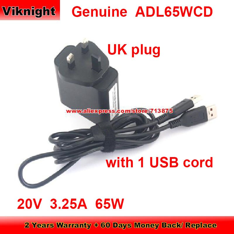 Genuine 65W USB Cable UK Plug 20V 3.25A AC Adapter for Lenovo YOGA 3 PRO 4 PRO 900-13 700 - 14ISK A900-80MK Power Supply