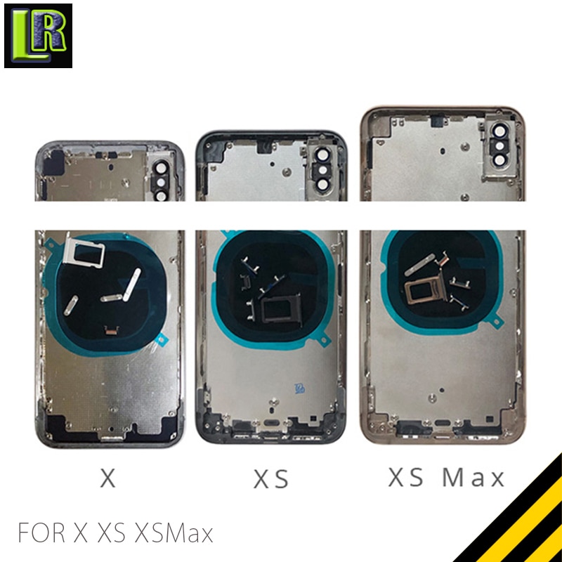 NUEVA cubierta de batería XS para IPhone X XS Max, cubierta trasera + marco medio del chasis + bandeja SIM + piezas de llave lateral, ensamblaje de carcasa