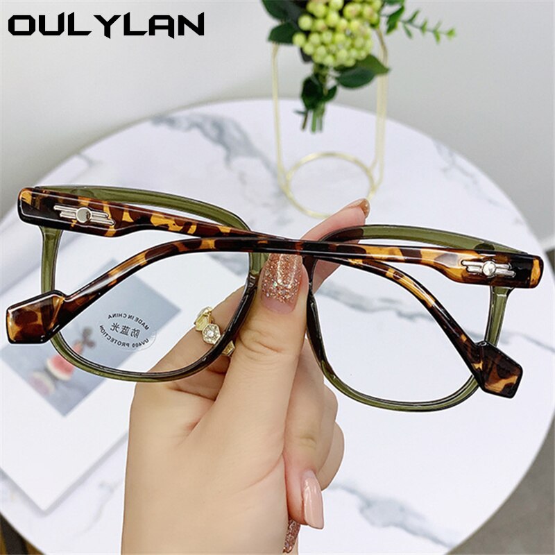 Oulylan Anti Blue Light Glasses Frame Women Men Oversized Square Eyeglasses Frames Computer Transparent Prescription Spectacles