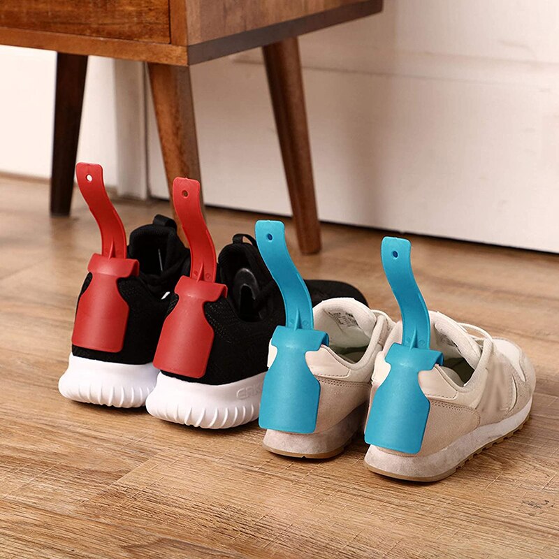 4pcs Unisex Lazy Shoe Helpers Portable Plastic Handled Sock Shoe Slider Lifting Wearing Helper Fits for Seniors Kids All Shoes