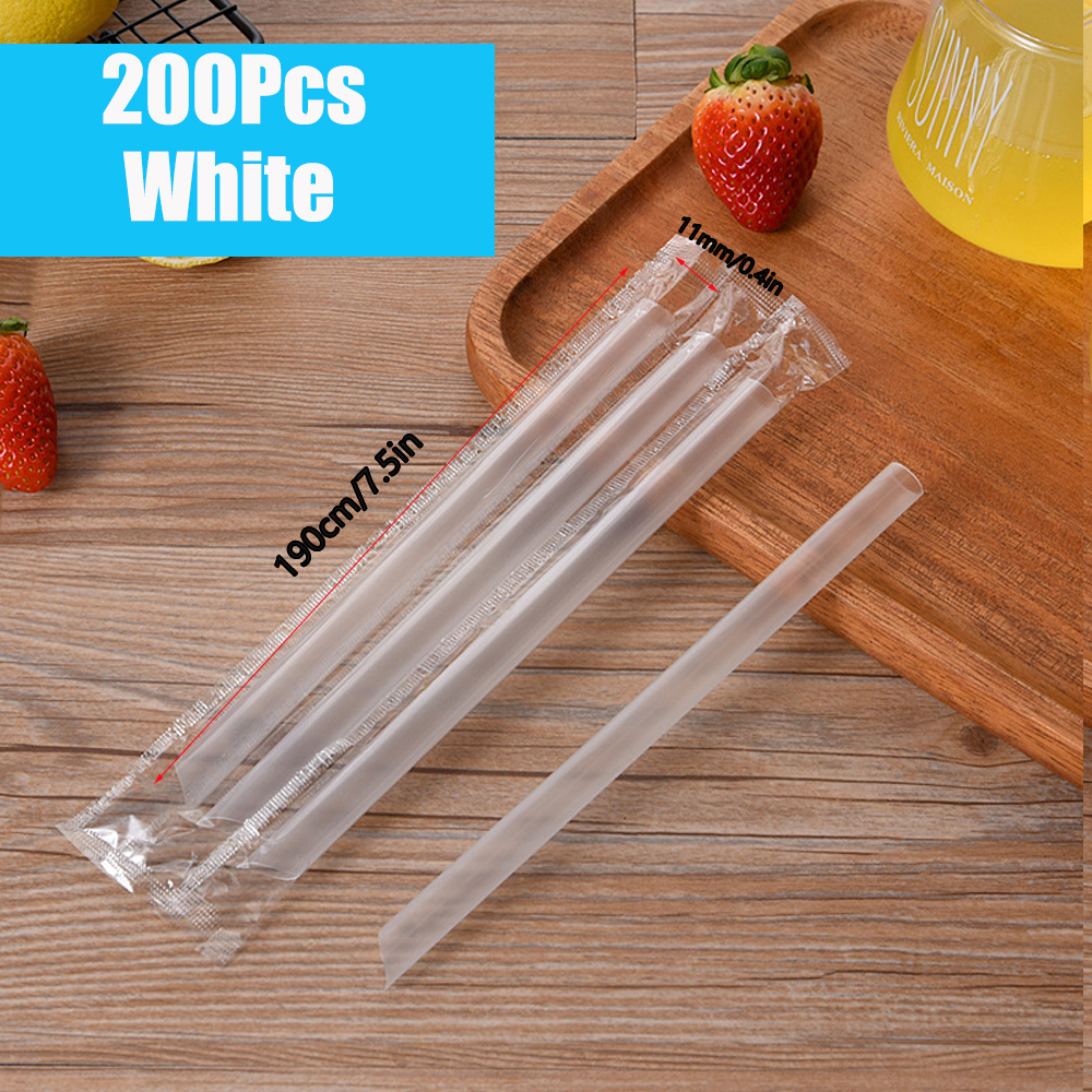 Pajitas para batidos Jumbo blancas, pajitas grandes para beber, té de burbujas, batido, pajitas para té de la leche, , boda, Bar, accesorio para el hogar, 100-600 piezas: Negro